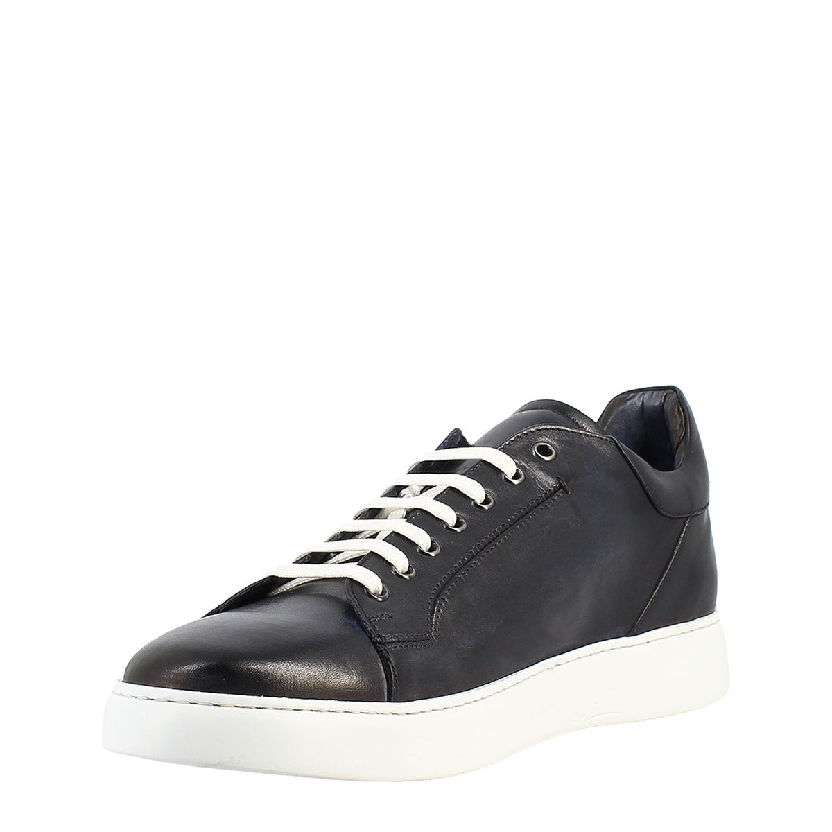 Sneaker blu elegante da uomo in pelle liscia - LeonardoShoes