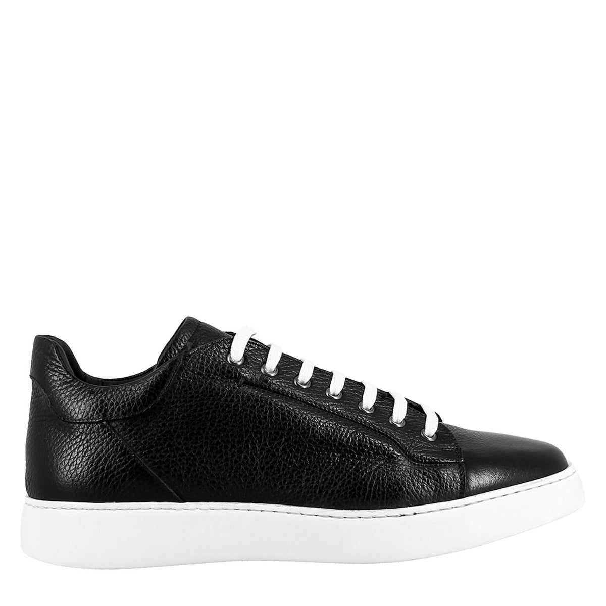 Sneaker colore nero elegante da uomo in pelle liscia - LeonardoShoes